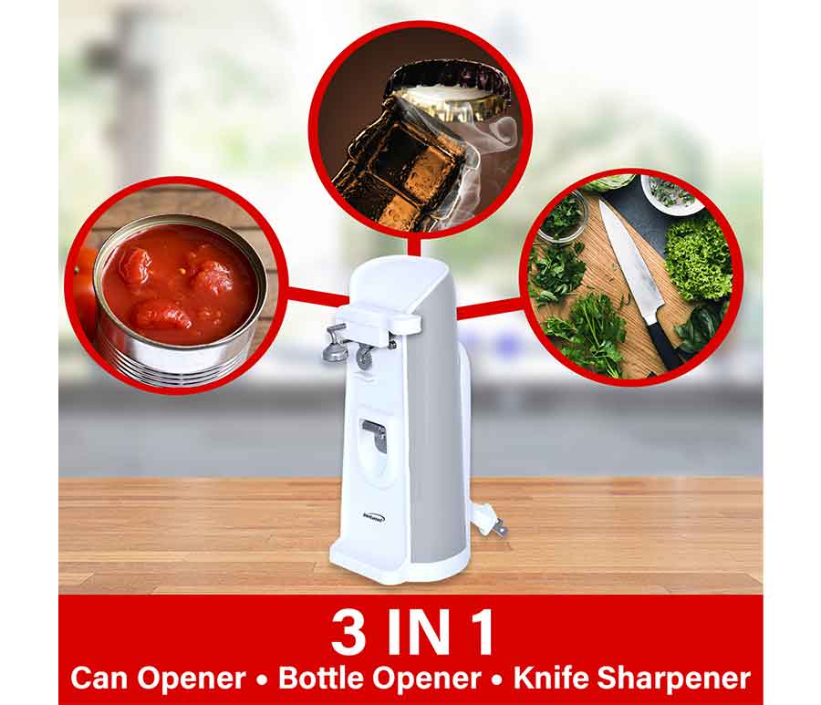 Rival Electric Can Opener And Knife Sharpener - SLEEK DESIGN ! - CORD  STORAGE !